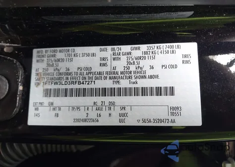 2024 Ford F-150 Xlt z USA, uszkodzony, nr VIN 1FTFW3LD3RFB47271